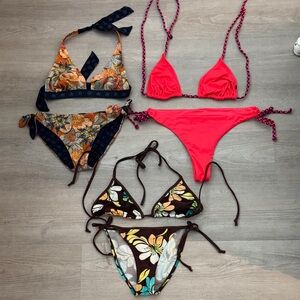 Mixed Bikini Set Trio - Floral & Hot Pink